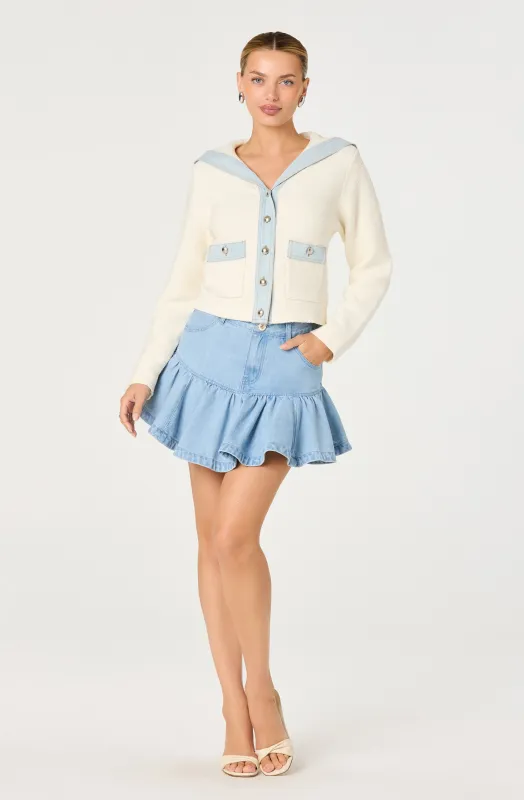 Ashli Denim Fit & Flare Mini Skirt sold by Astr