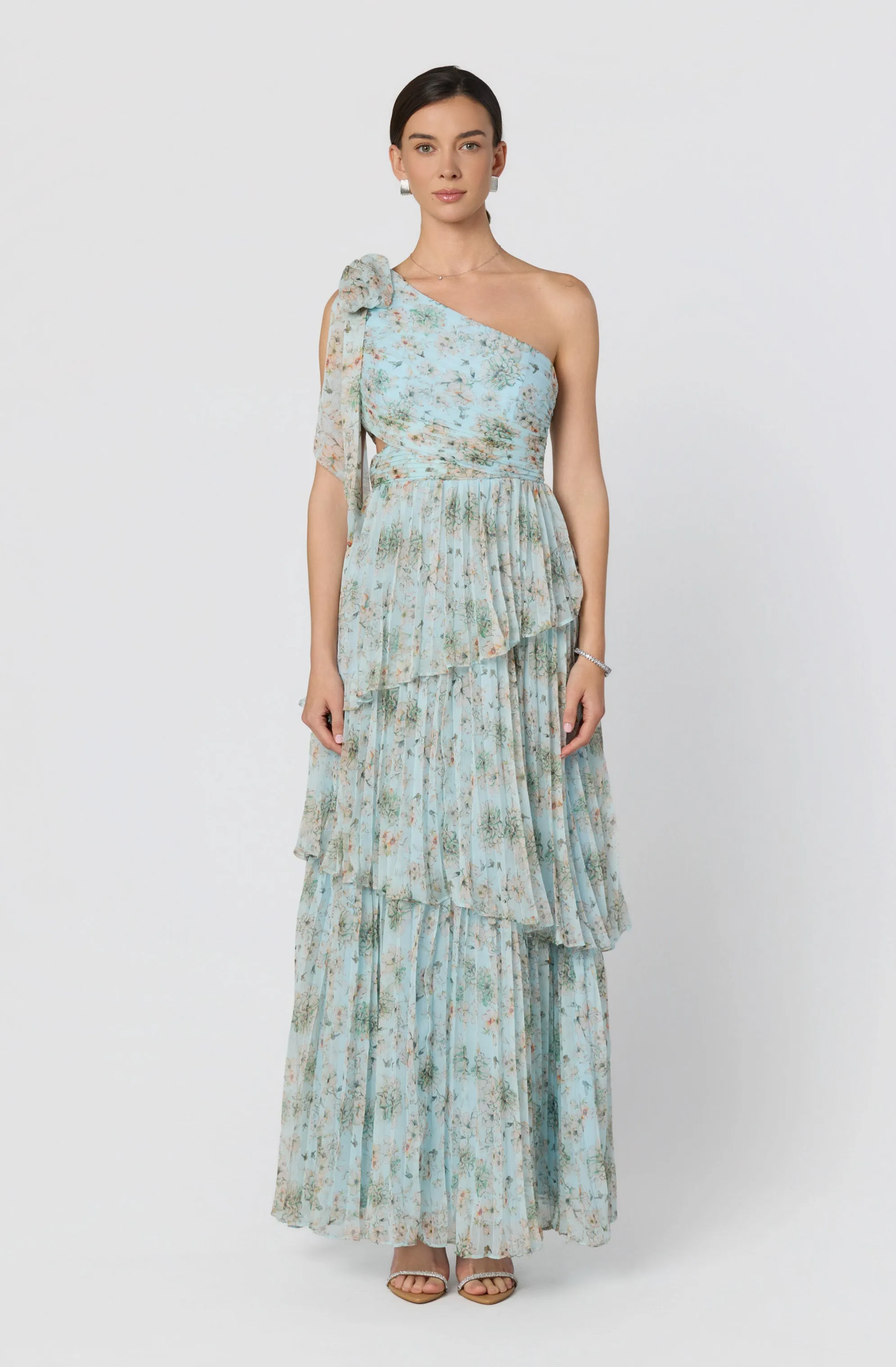 Tearra Floral One-Shoulder Tiered Maxi Dress sold by Astr product image thumbnail 5