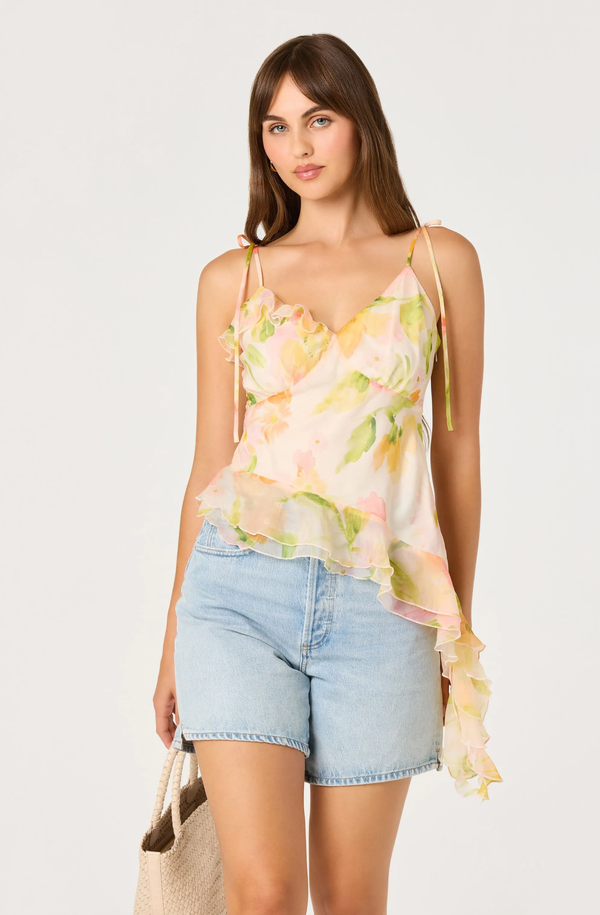 Mejra Floral Ruffle Asymmetric Cami sold by Astr