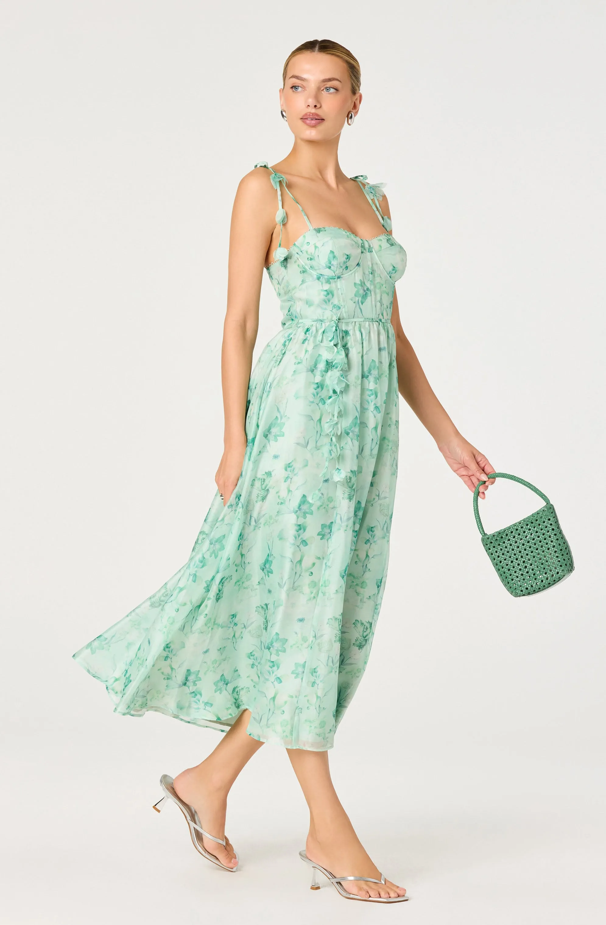 Halcyon Floral 3D Flower Appliqué Midi Dress sold by Astr product image thumbnail 5