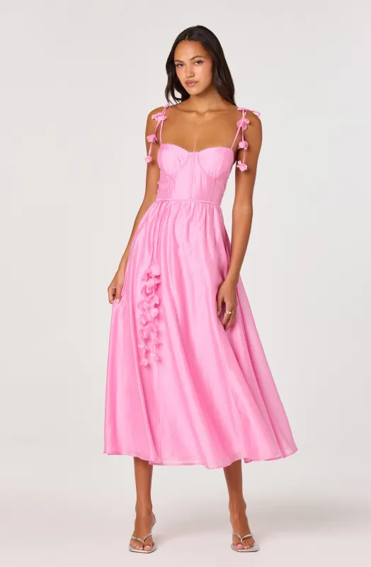 Halcyon 3D Flower Appliqué Midi Dress sold by Astr