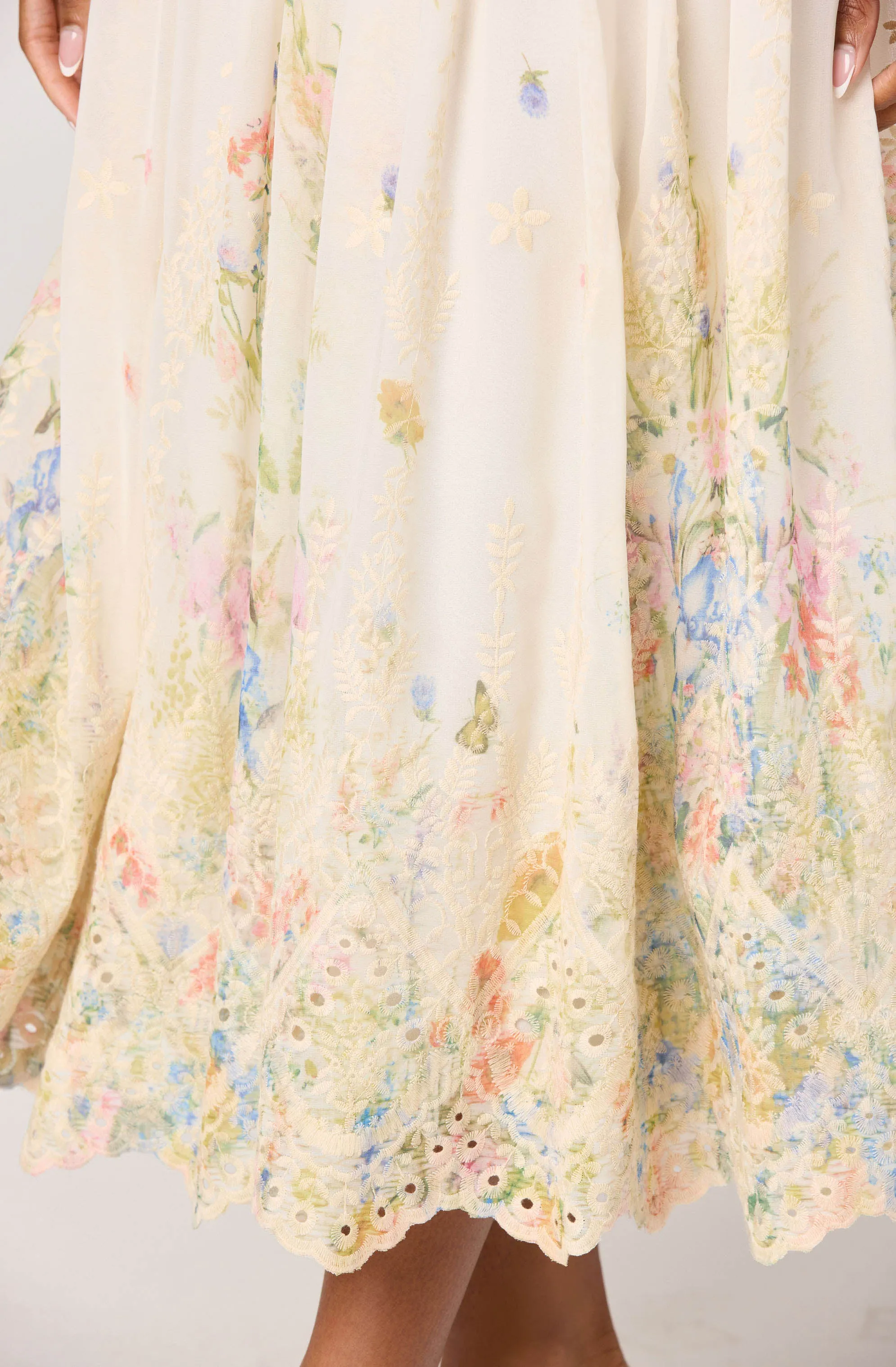 Pellagia Embroidered Eyelet Tiered Midi Dress sold by Astr product image thumbnail 5