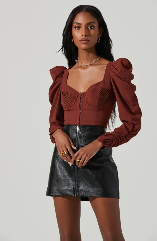Quinn Ruched Sleeve Corset Top sold by Astr