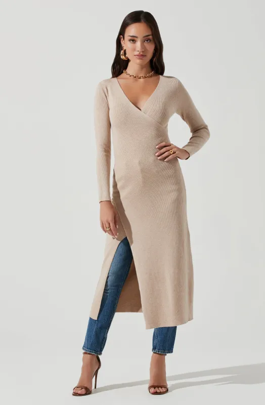Hi Slit Cross Front Sweater sold by Astr