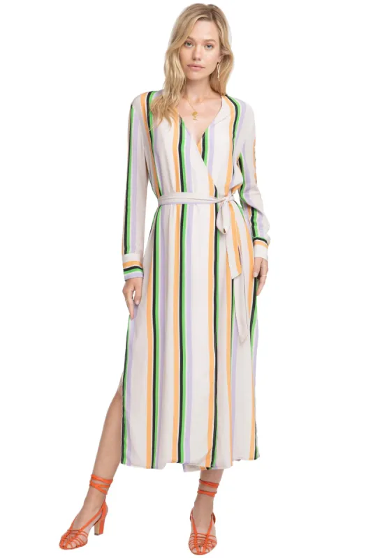 Micah Striped Midi Wrap Dress sold by Astr