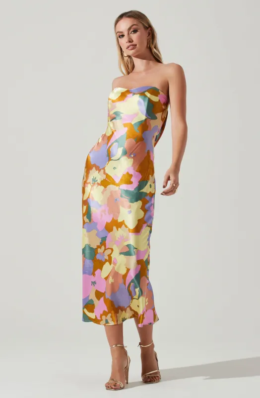 Annabeth Floral Strapless Midi Dress sold by Astr