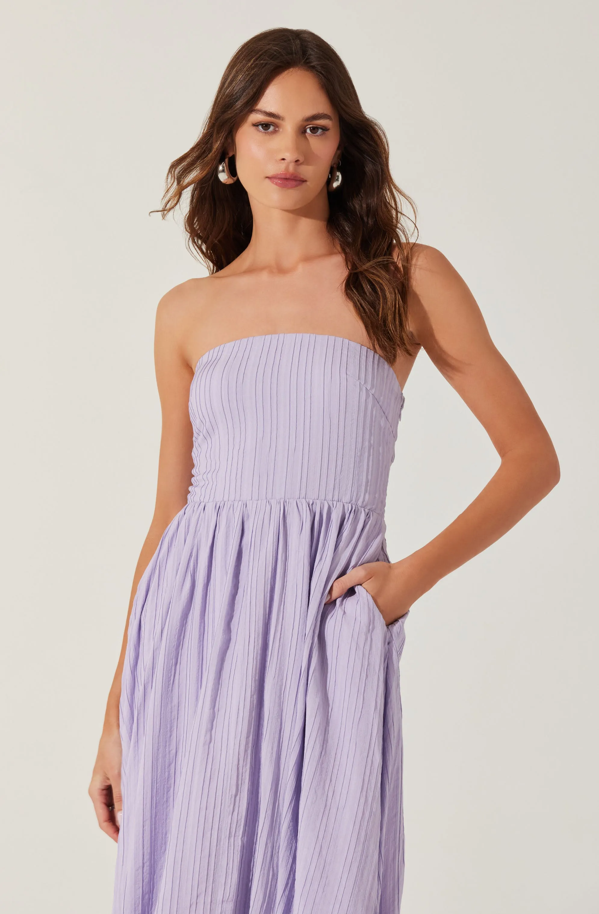 Strapless Linen-Blend Midi Dress sold by Astr product image thumbnail 2