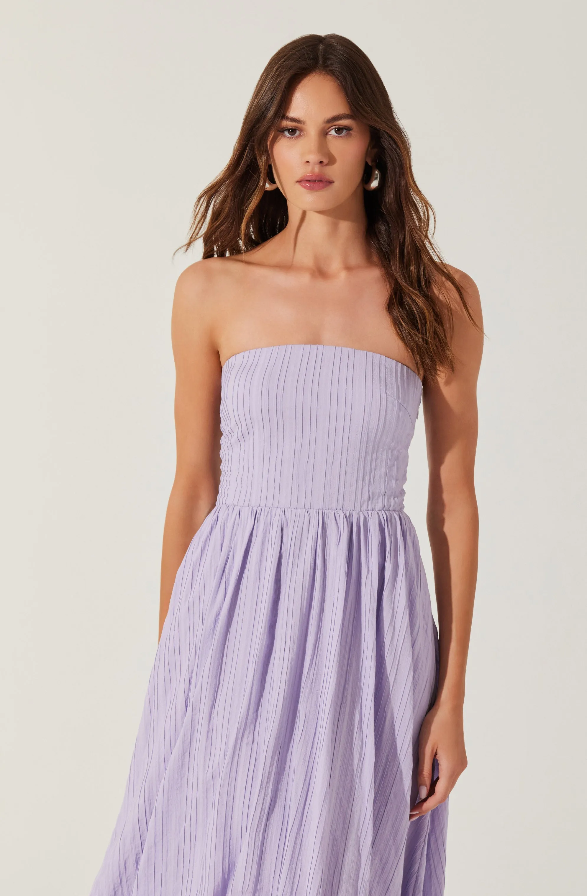 Strapless Linen-Blend Midi Dress sold by Astr product image thumbnail 4