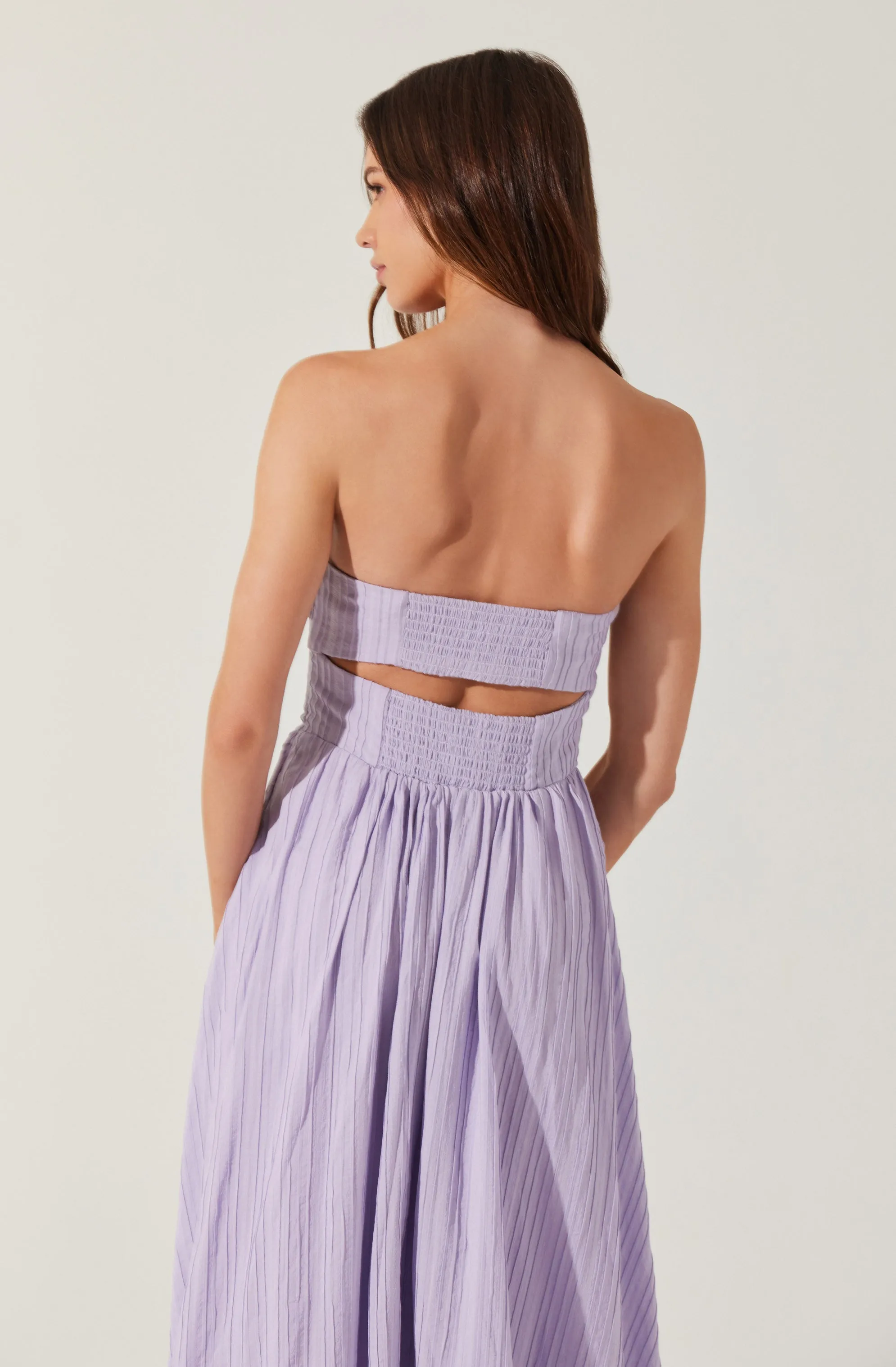 Strapless Linen-Blend Midi Dress sold by Astr product image thumbnail 5
