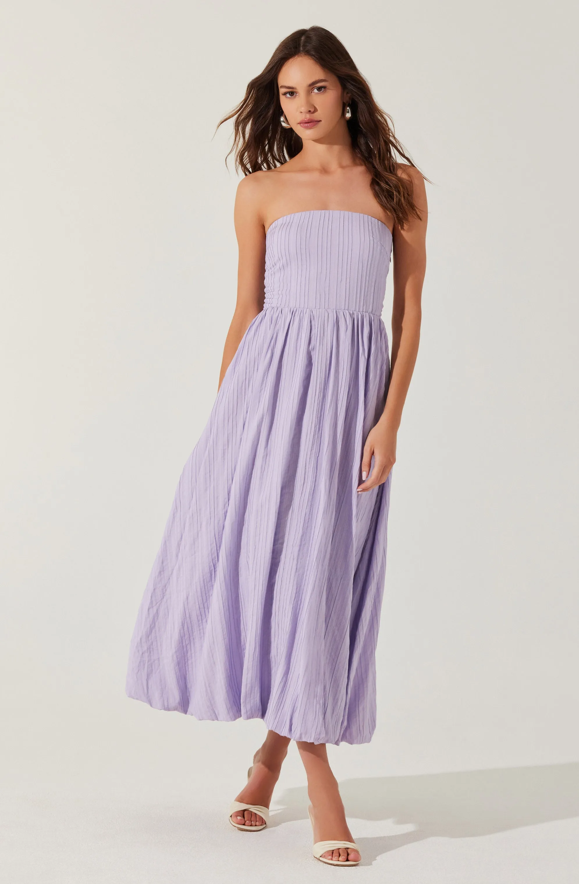 Strapless Linen-Blend Midi Dress sold by Astr product image thumbnail 3
