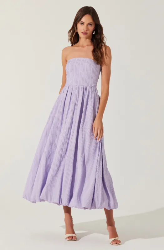Strapless Linen-Blend Midi Dress sold by Astr