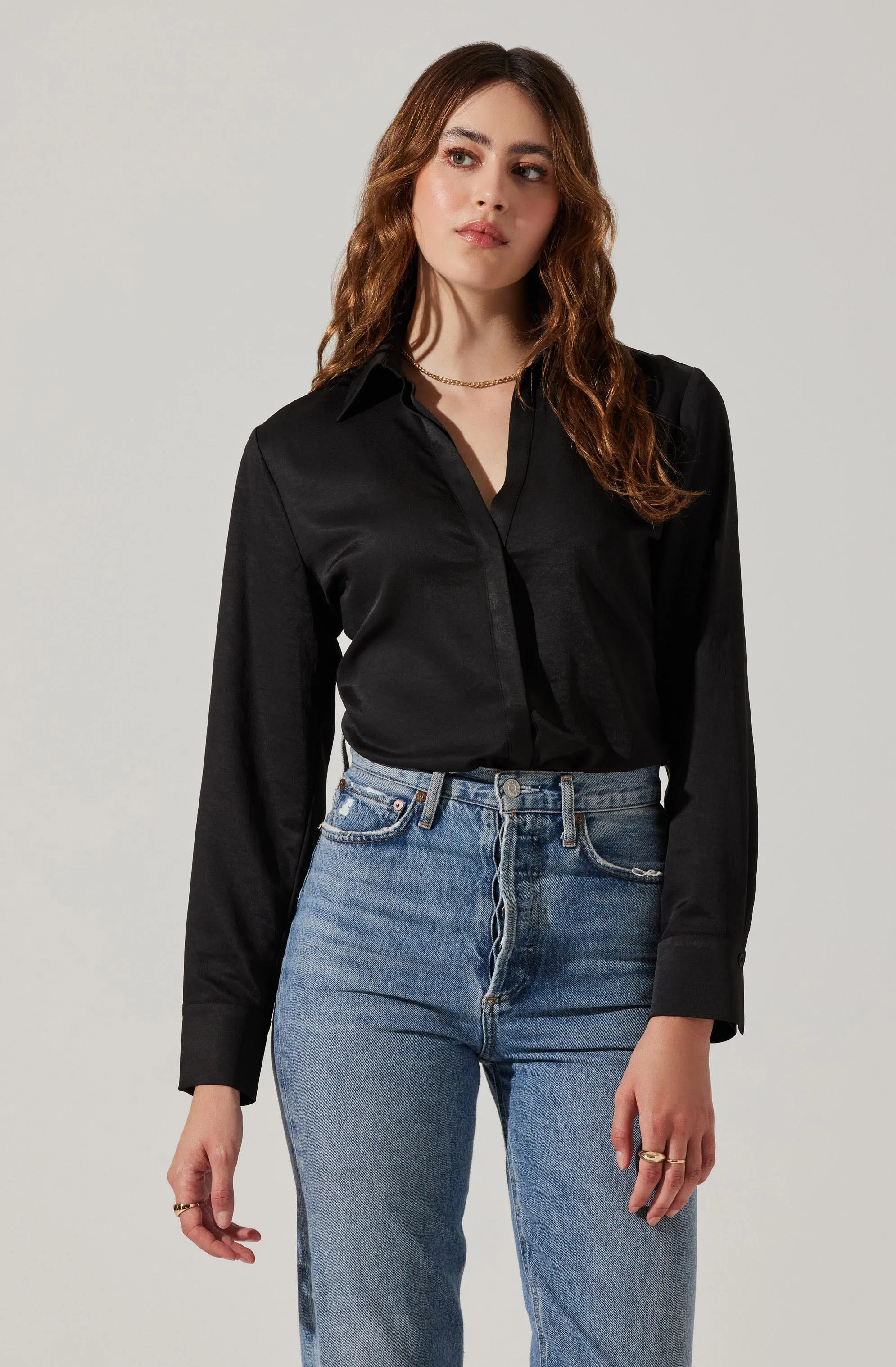 Tie Back Corset Button Up Top sold by Astr