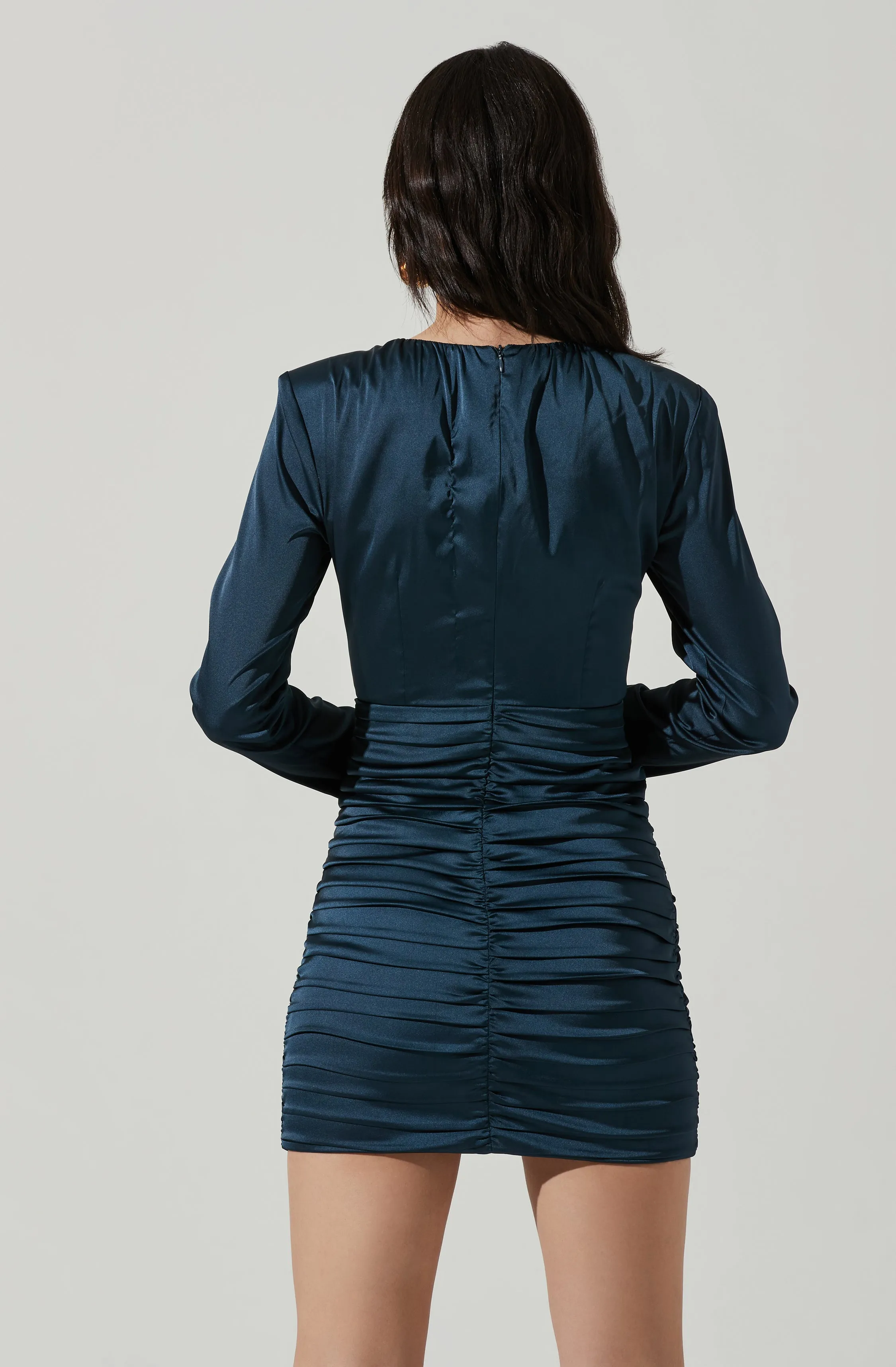 Petrova Satin Front Cutout Long Sleeve Mini Dress sold by Astr product image thumbnail 3