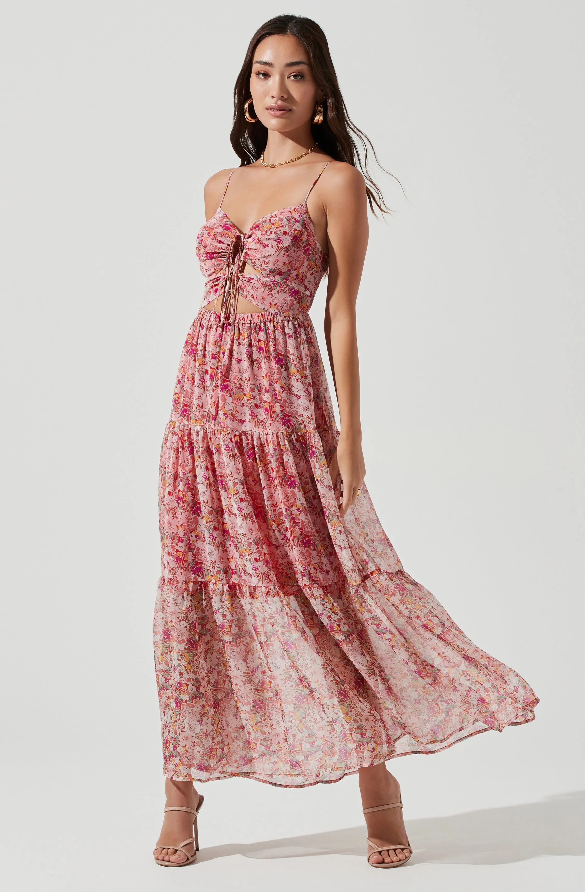 Brandy Floral Cinched Front Cutout Maxi Dress sold by Astr