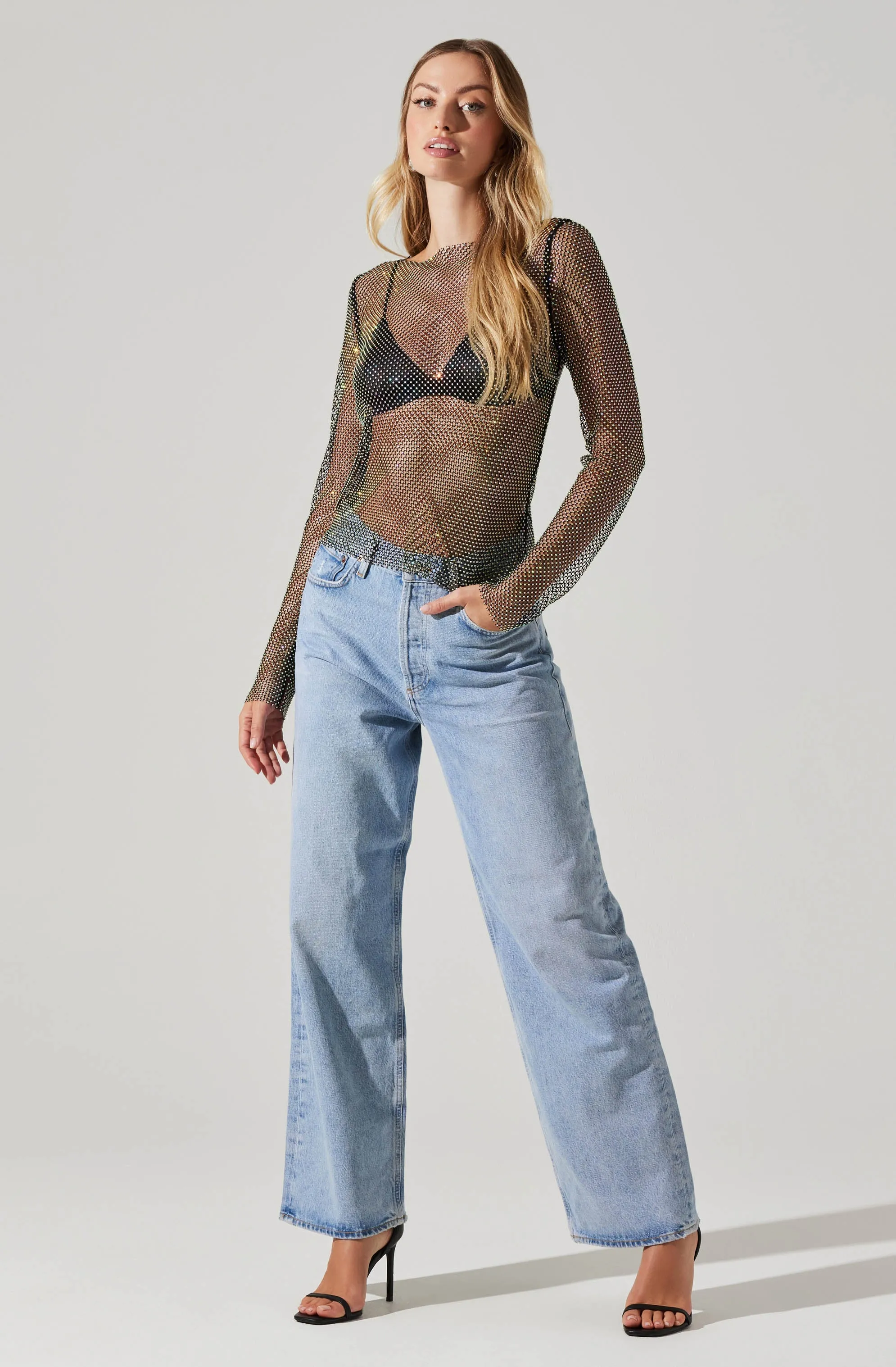 Sequin Mesh Long Sleeve Top sold by Astr product image thumbnail 4