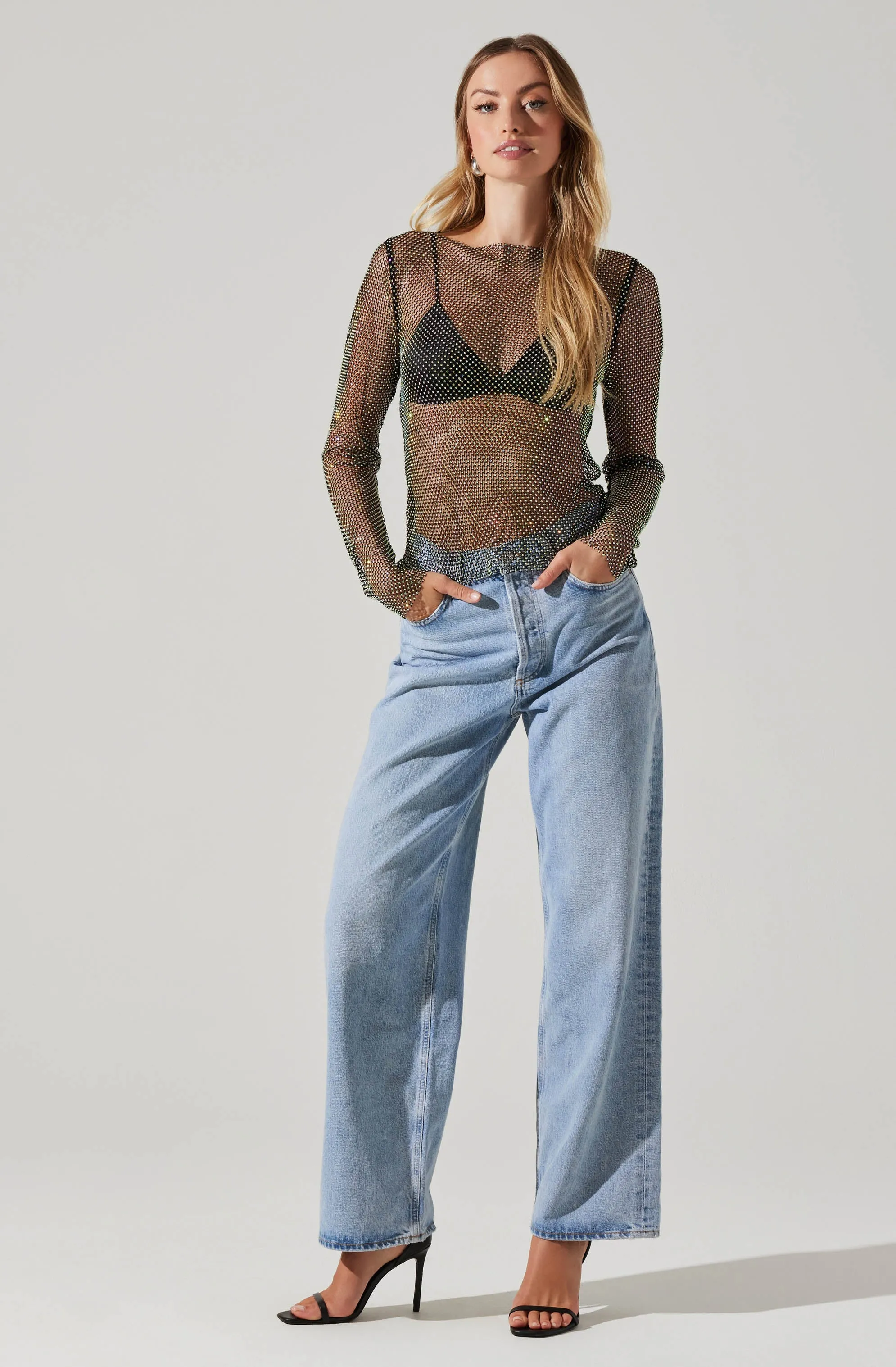 Sequin Mesh Long Sleeve Top sold by Astr product image thumbnail 2