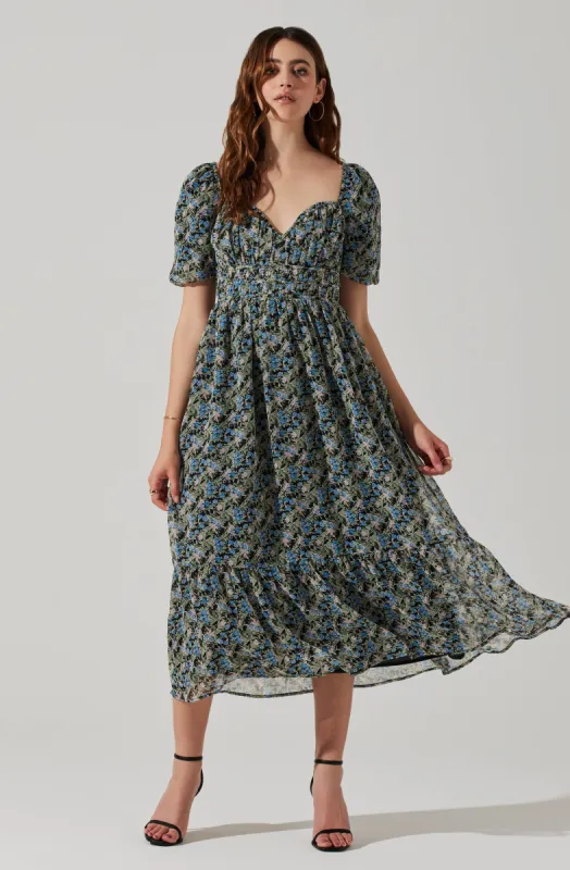 V-wire Sweetheart A-line Midi Dress made by Astr