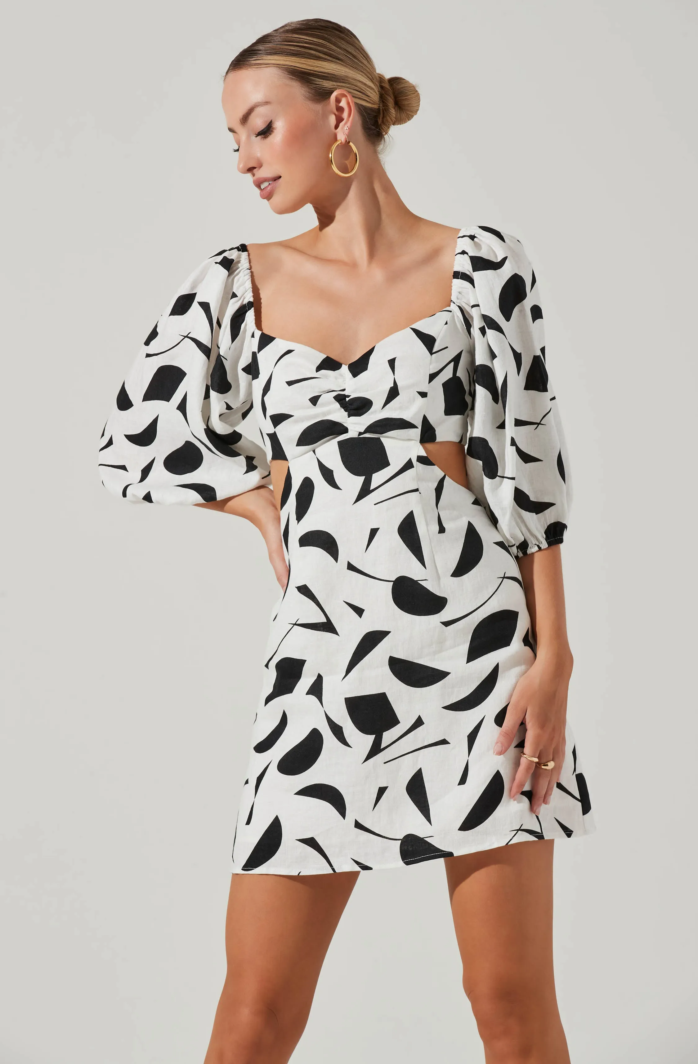 Heather Abstract Print Cutout Bubble Sleeve Mini Dress sold by Astr product image thumbnail 2