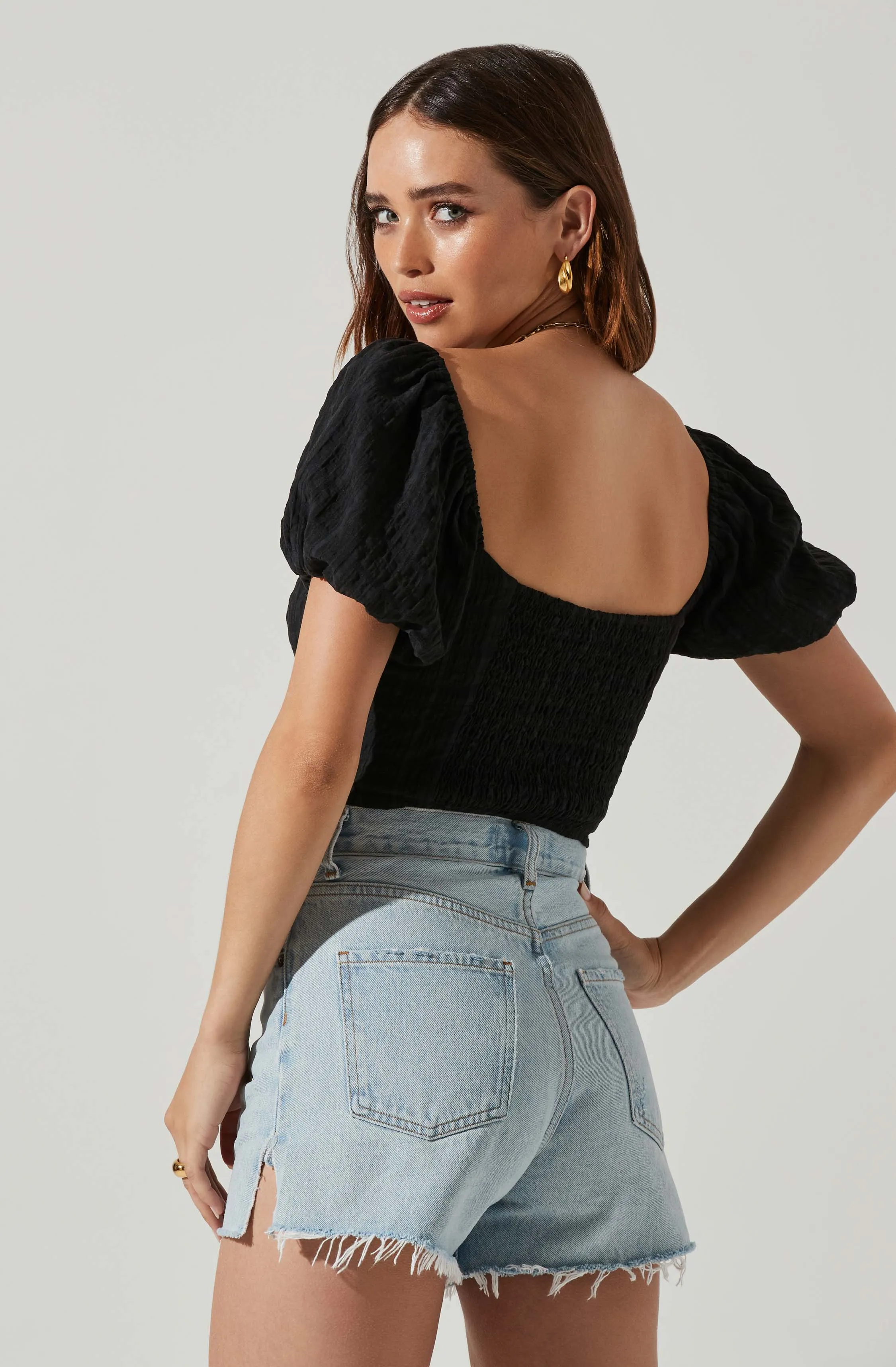 Amadia Puff Sleeve Crop Top sold by Astr product image thumbnail 5