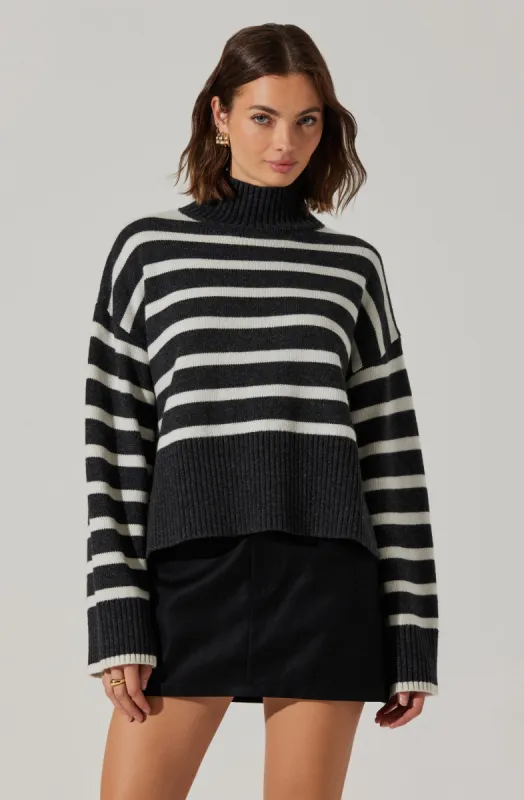 Sophea Striped Mock Neck Sweater sold by Astr