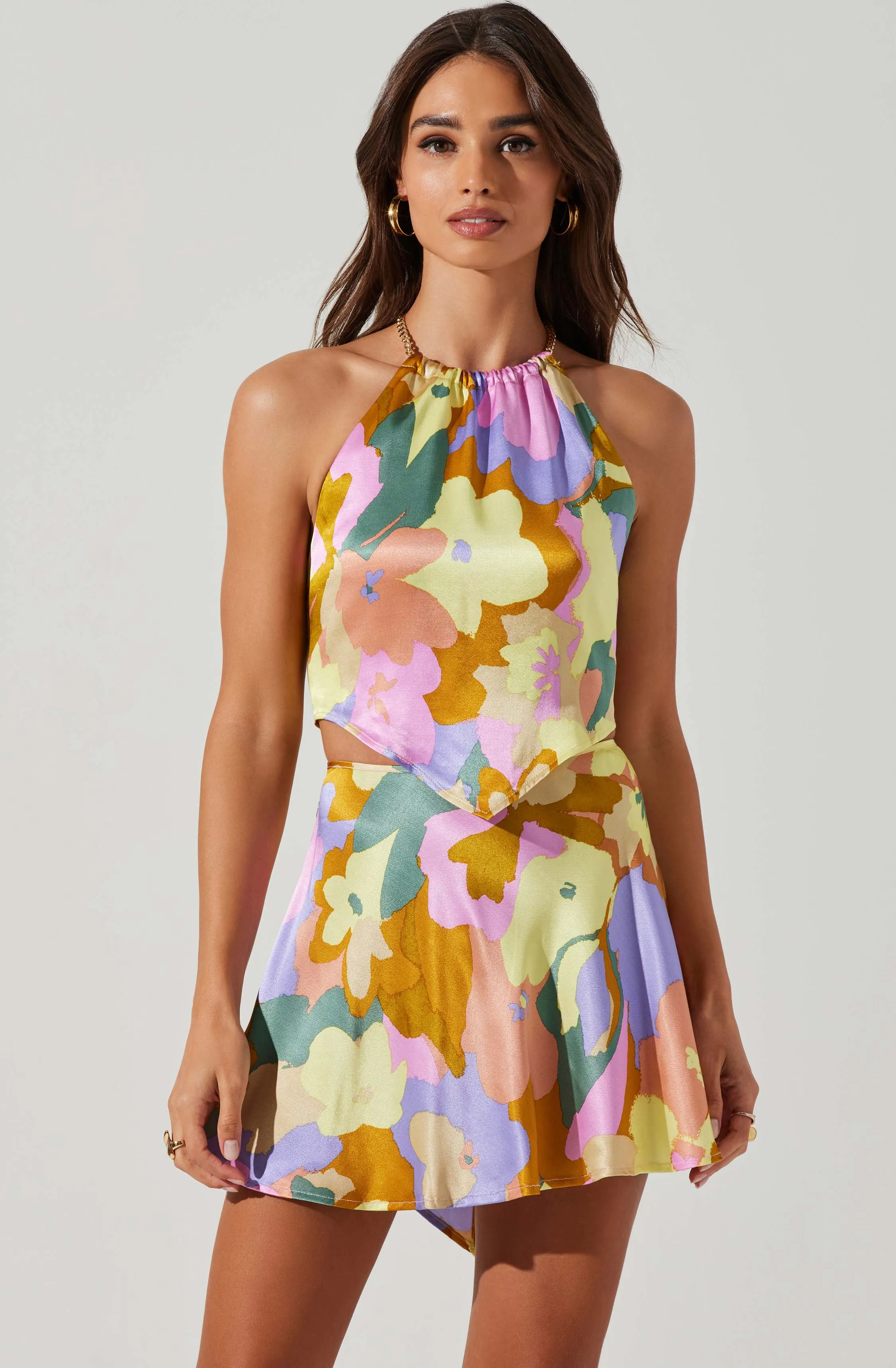 Evalina Satin Halter Top sold by Astr