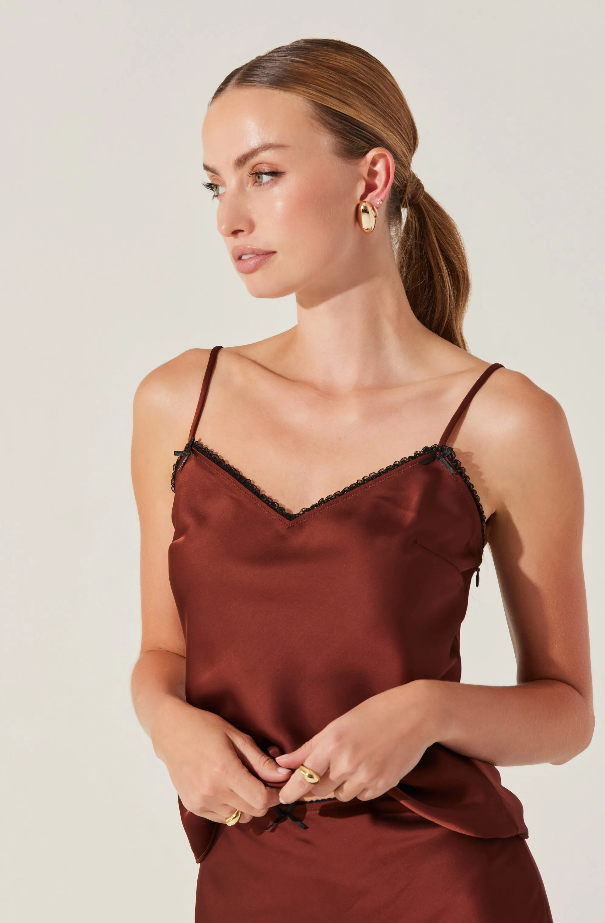 Satin Lace Trim Top sold by Astr product image thumbnail 3