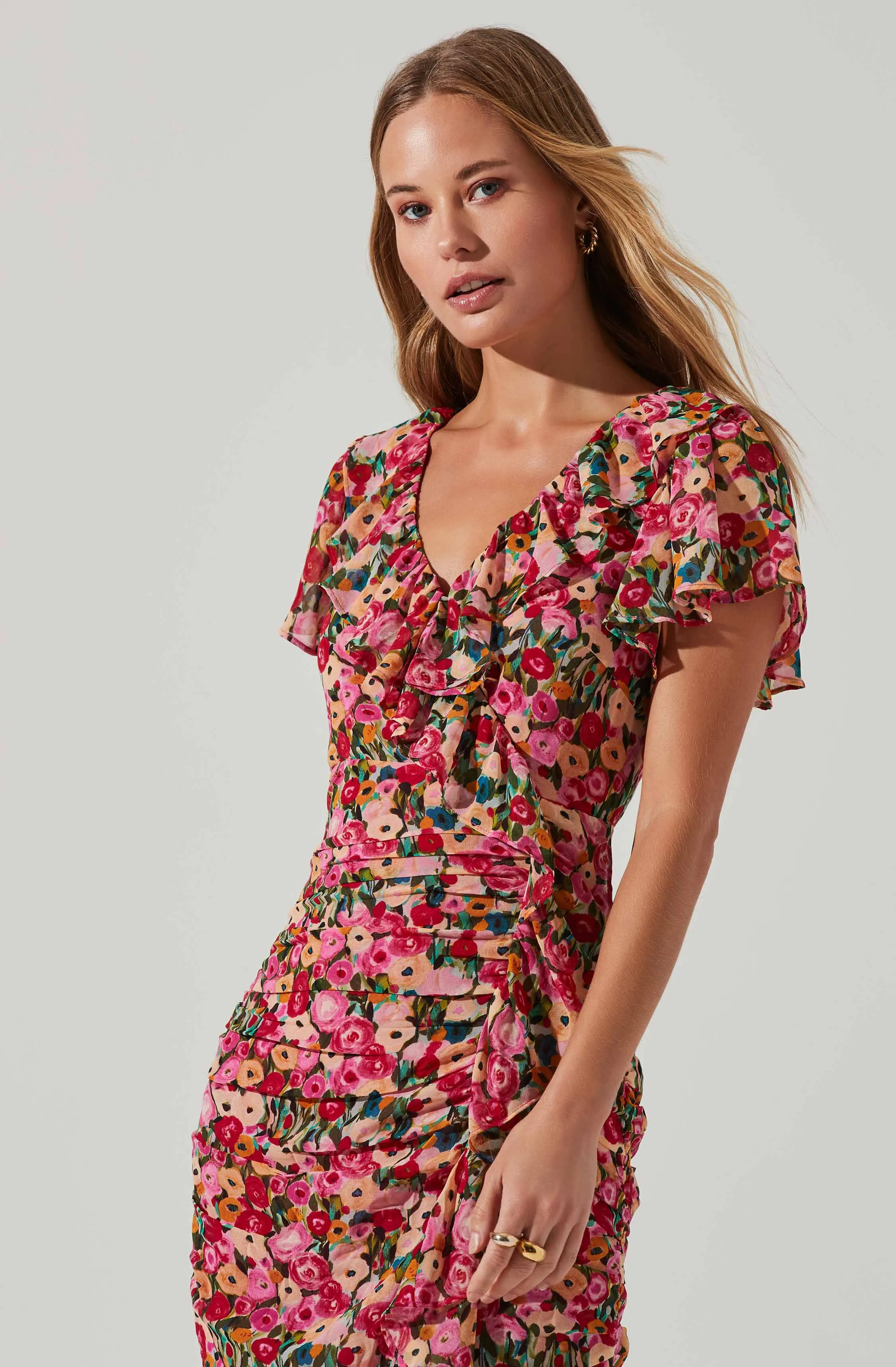 Vilma Floral Ruched Midi Dress sold by Astr product image thumbnail 3