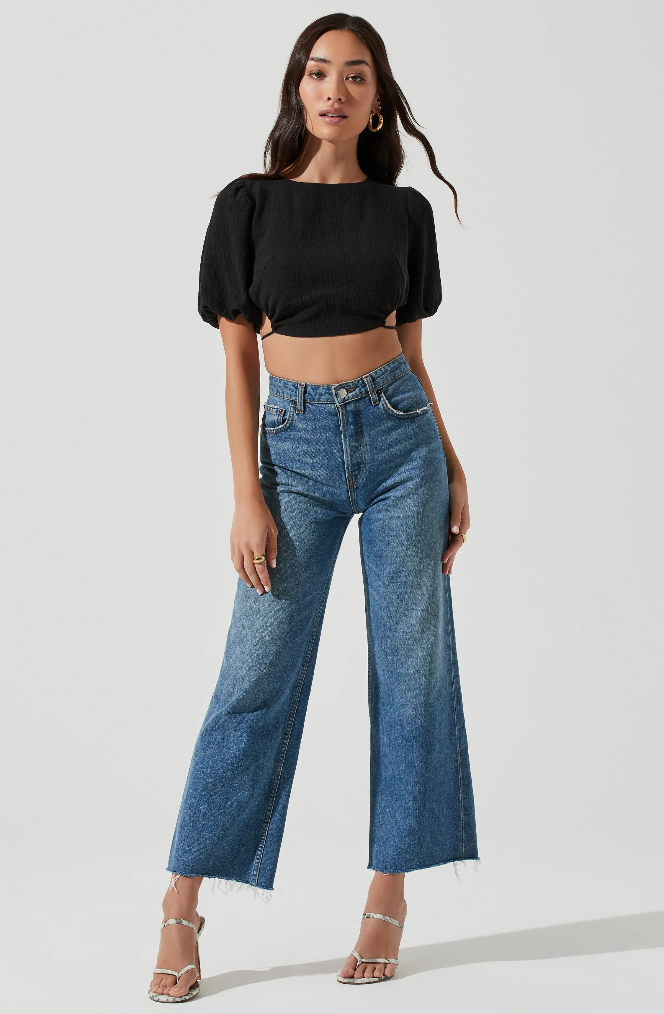 Simona Open Back Puff Sleeve Crop Top sold by Astr product image thumbnail 2