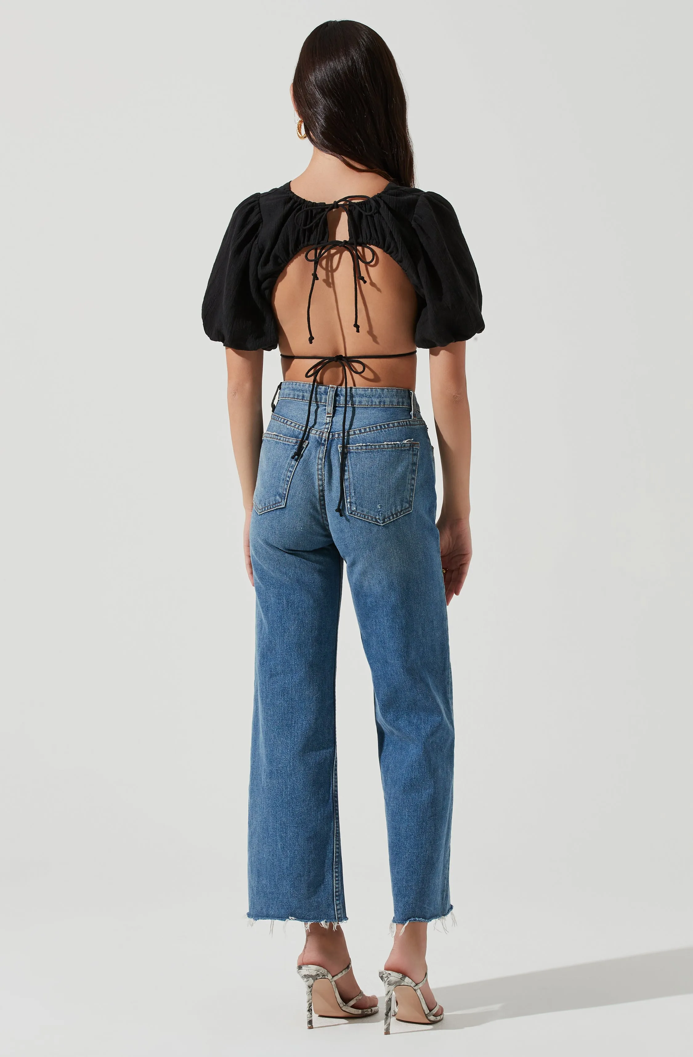 Simona Open Back Puff Sleeve Crop Top sold by Astr product image thumbnail 5