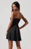 Mina Satin Rhinestone Trim Mini Dress sold by Astr