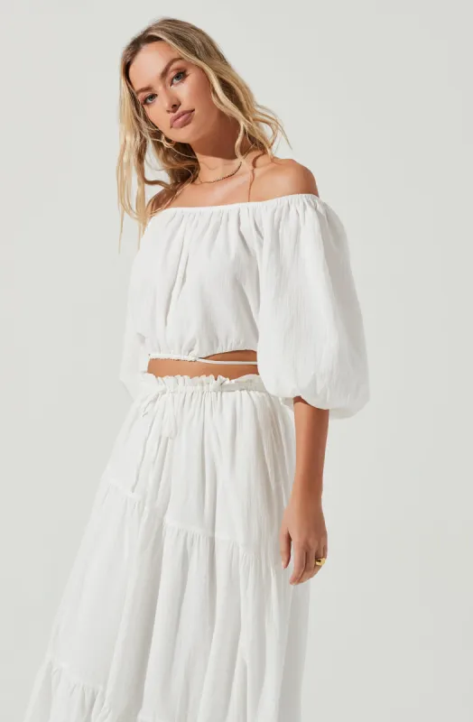 Balboa Off Shoulder Balloon Sleeve Top sold by Astr