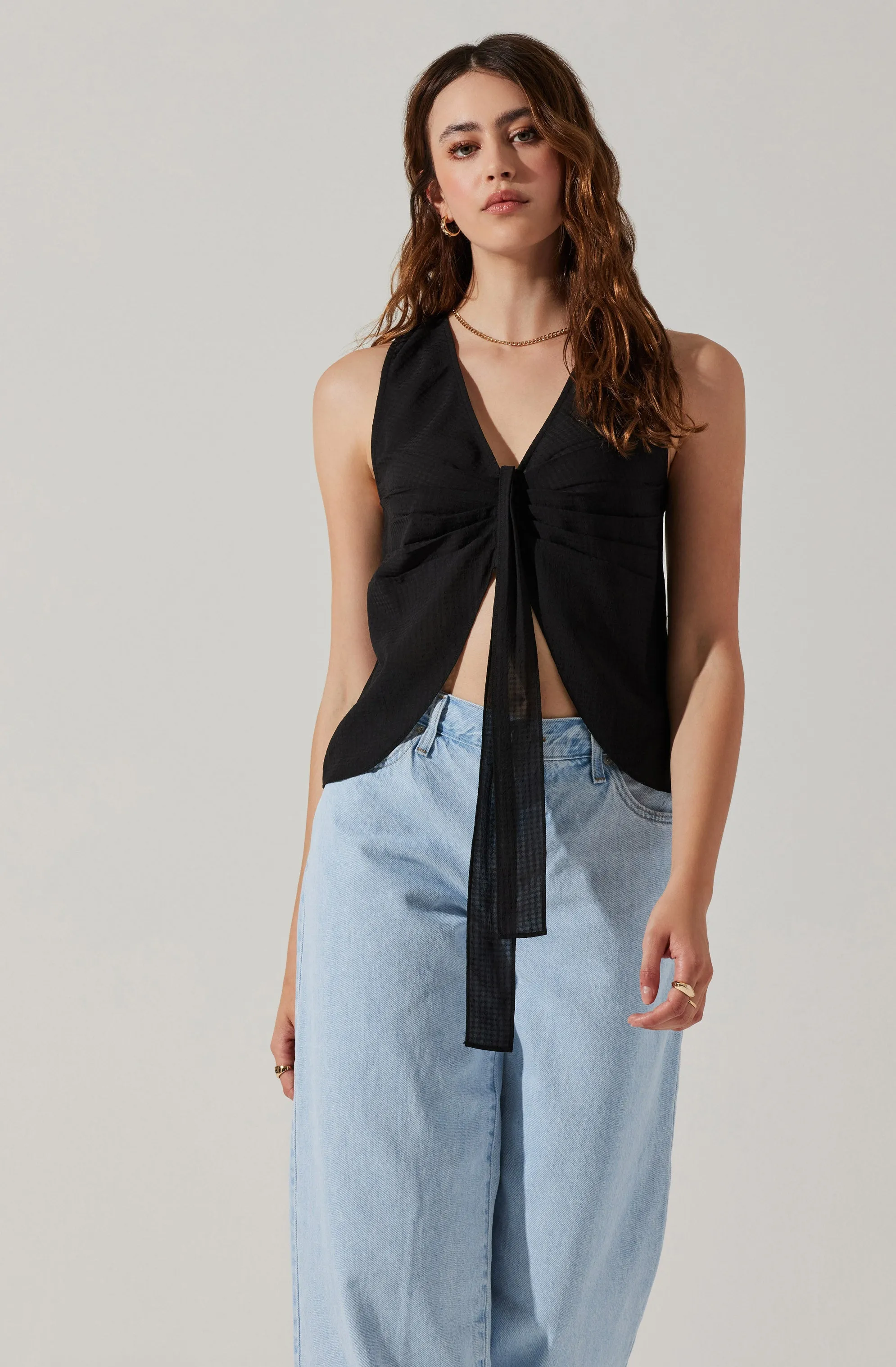 Ruched Front V-Neck Top sold by Astr