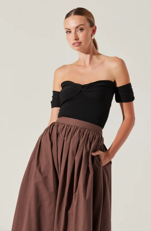 Twist Front Off Shoulder Top sold by Astr