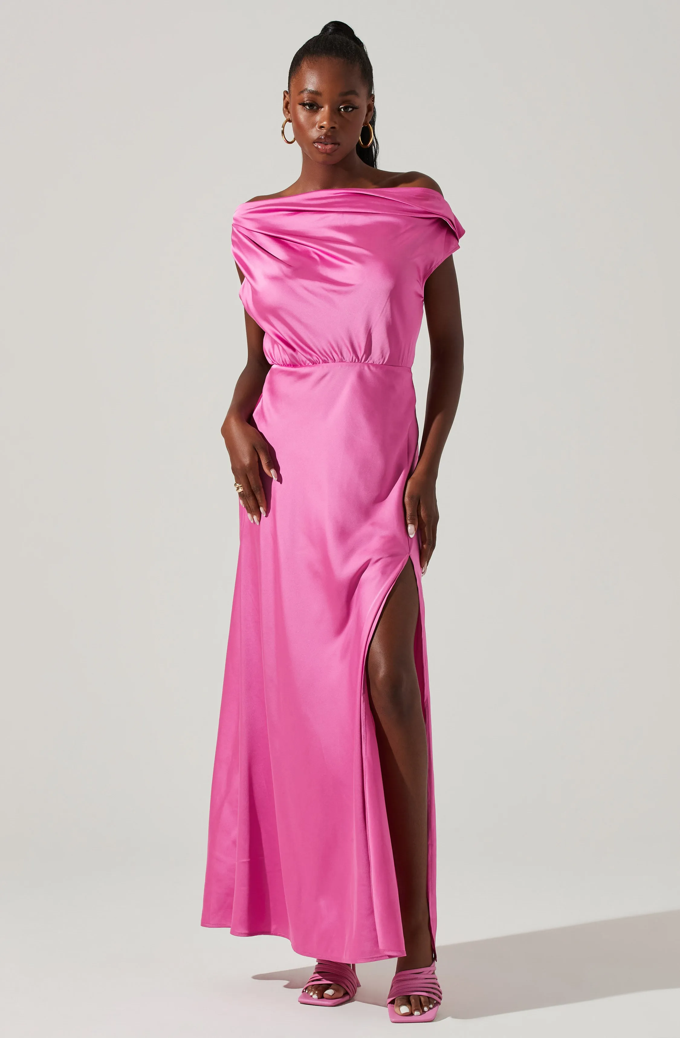 Monroe Satin Off Shoulder Maxi Dress sold by Astr product image thumbnail 5