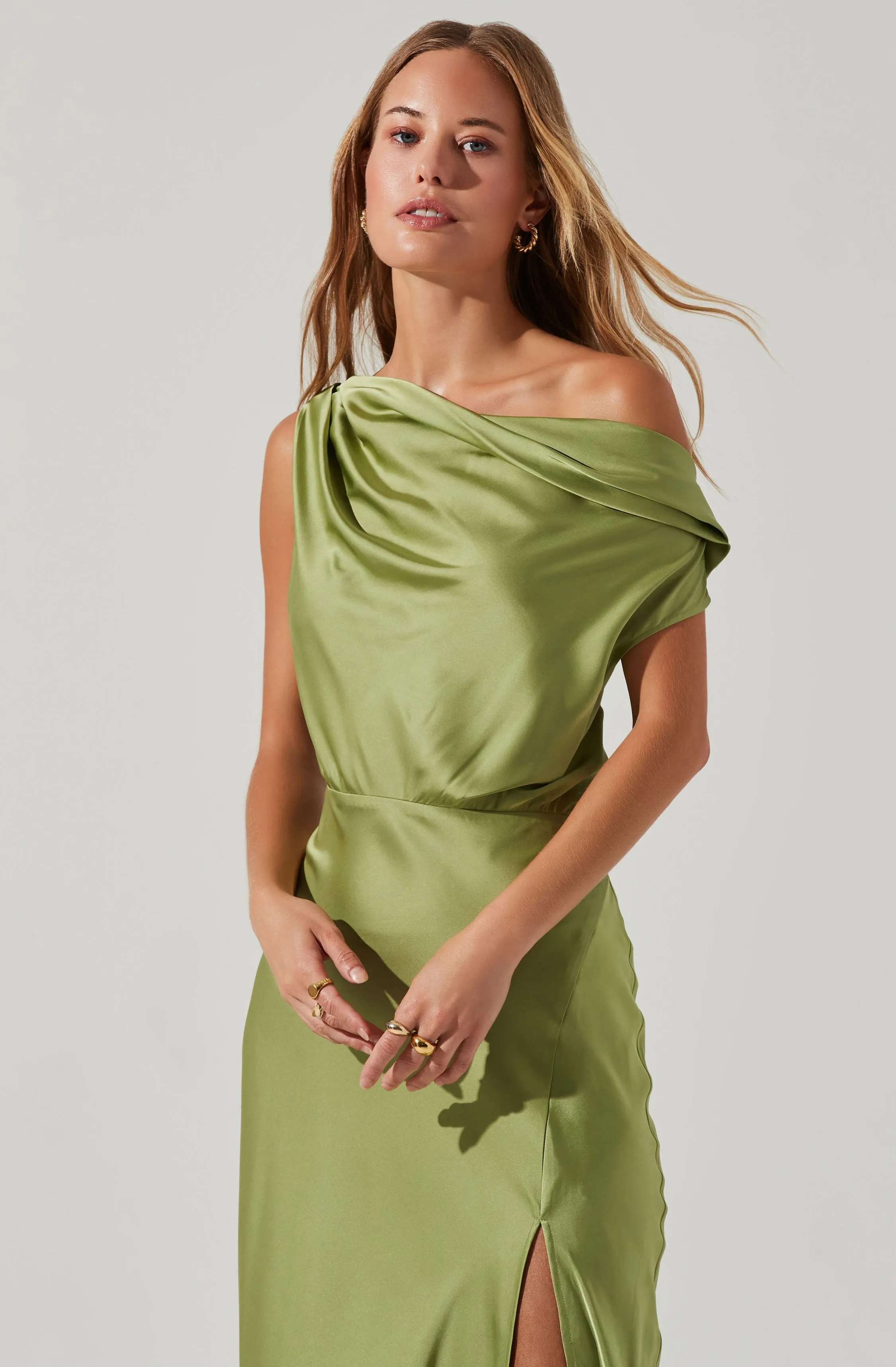 Monroe Satin Off Shoulder Maxi Dress sold by Astr product image thumbnail 2