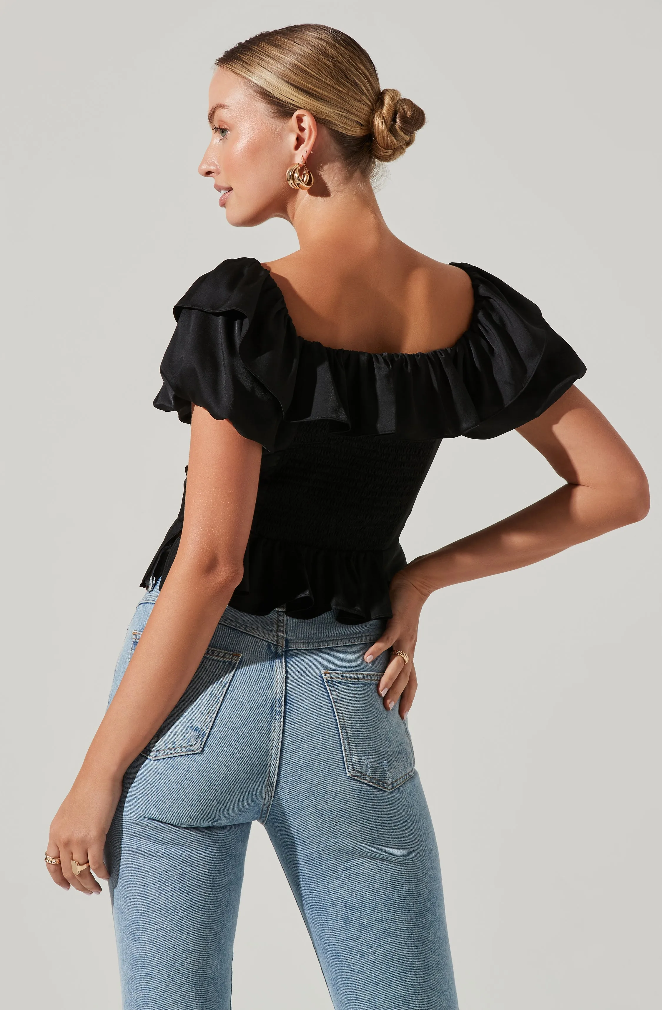 Satin Bubble Sleeve Top sold by Astr product image thumbnail 5