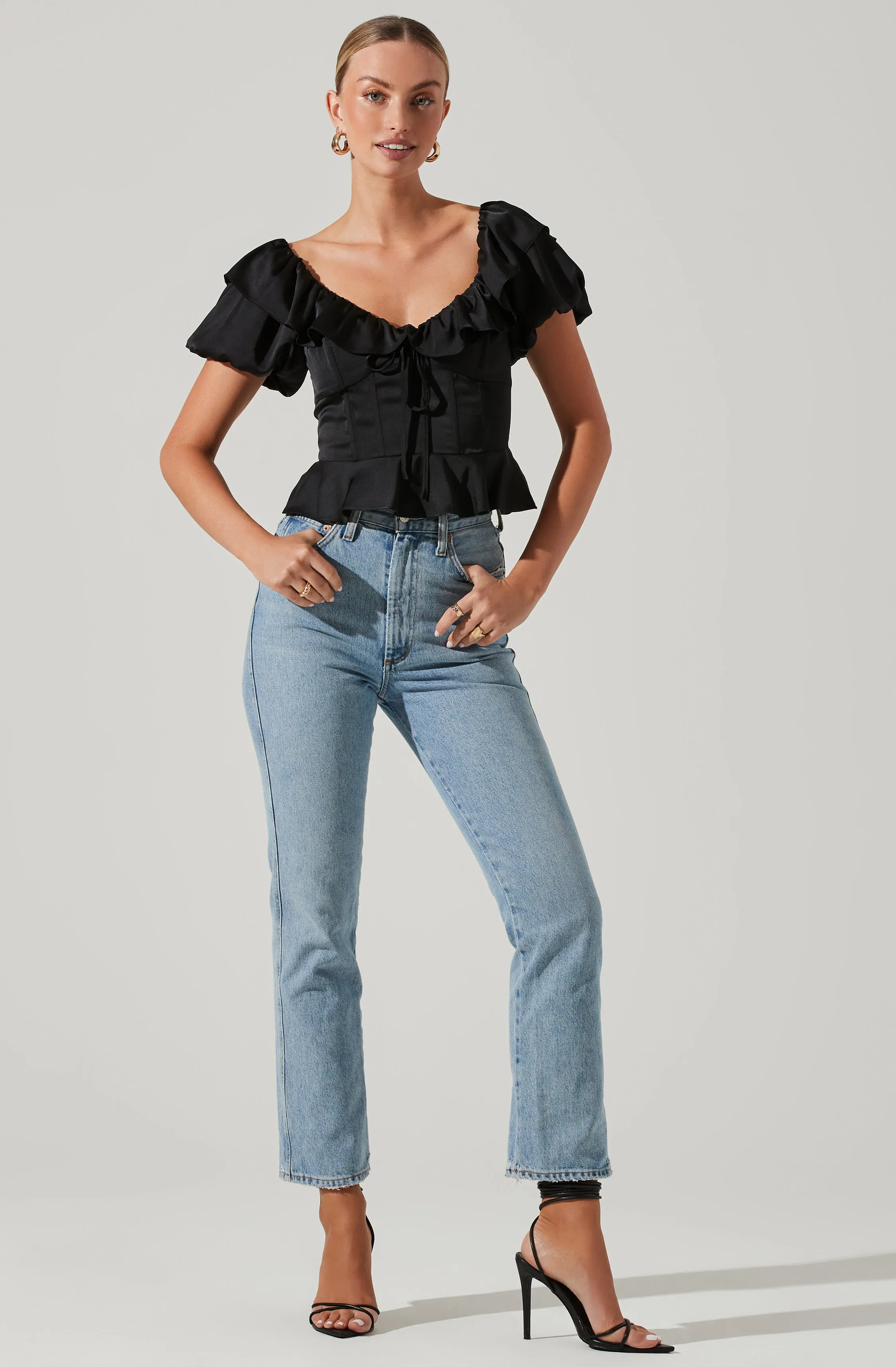 Satin Bubble Sleeve Top sold by Astr product image thumbnail 2