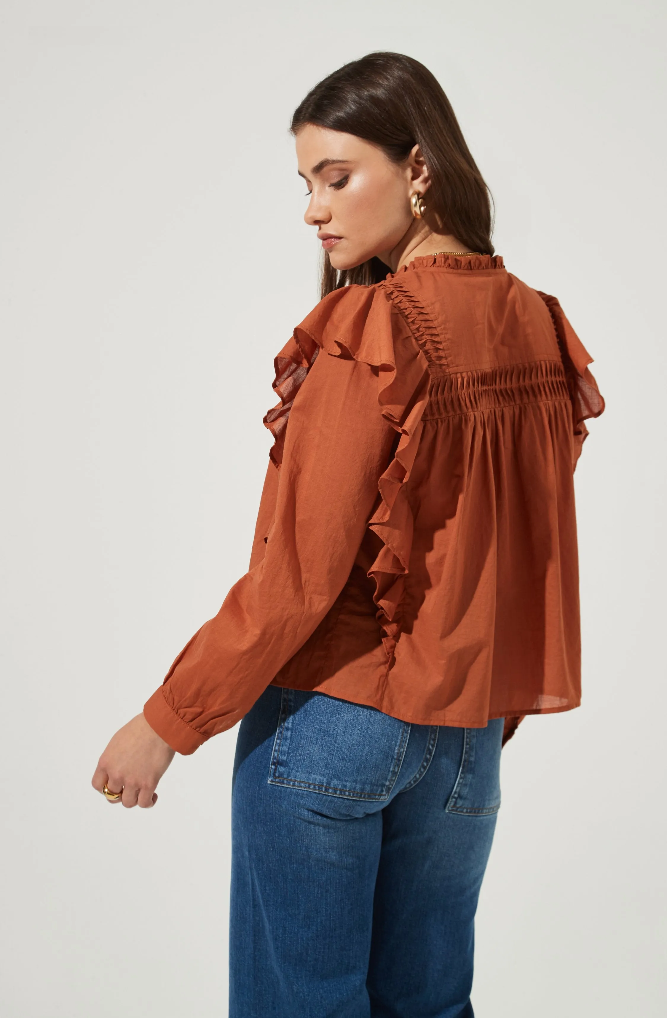Fawn Ruffle Button Down Top sold by Astr product image thumbnail 3