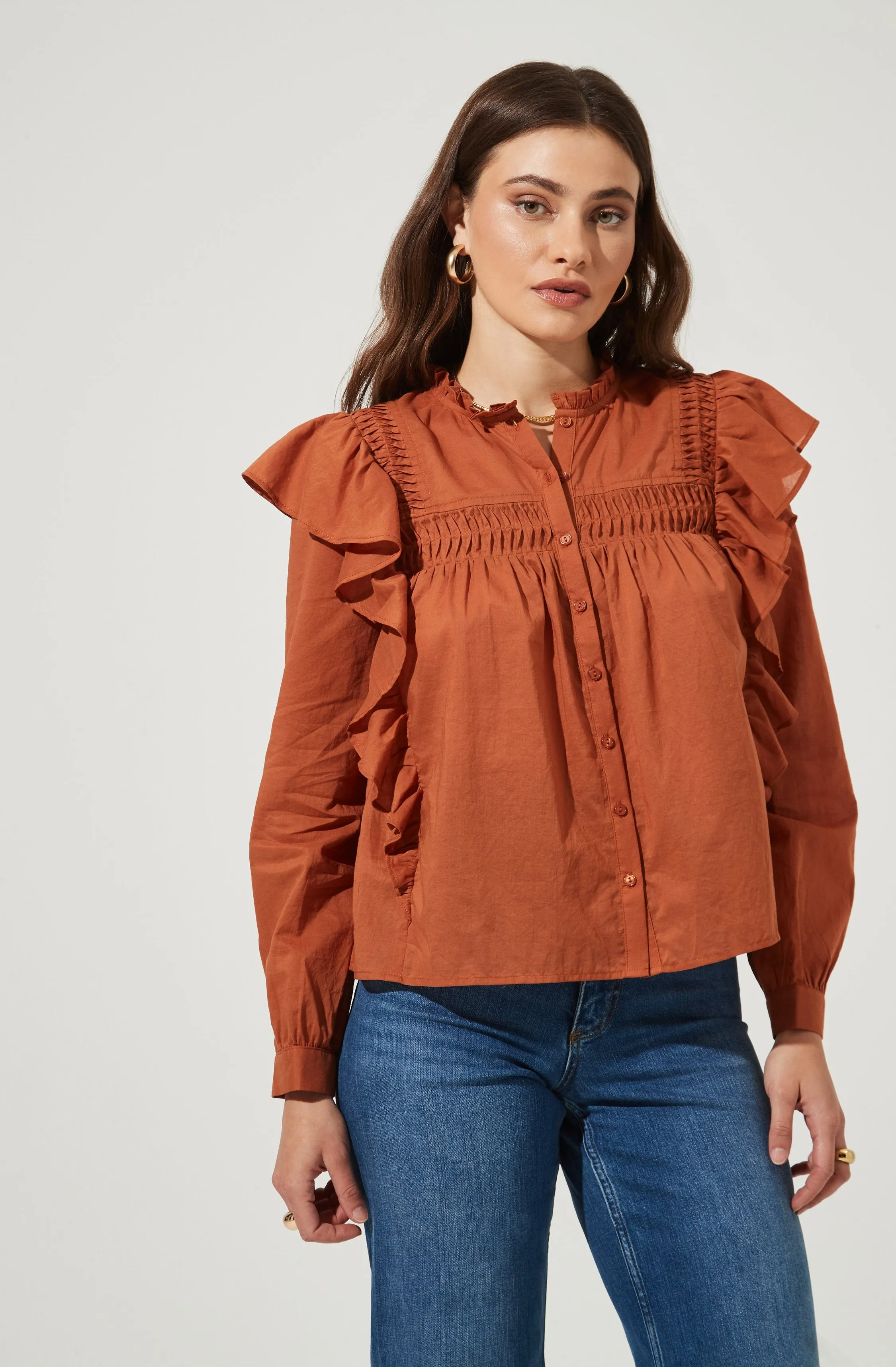 Fawn Ruffle Button Down Top sold by Astr product image thumbnail 5