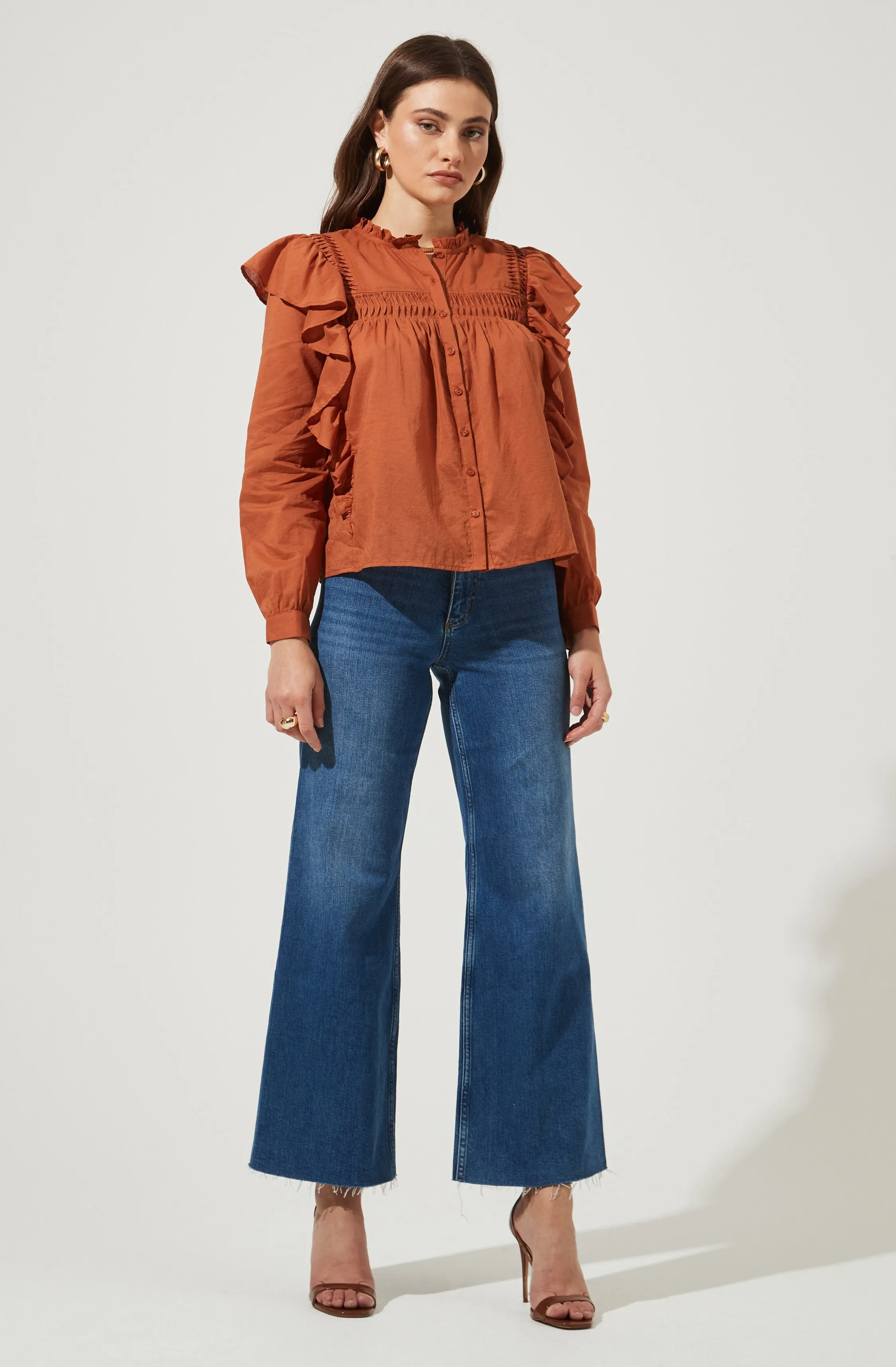 Fawn Ruffle Button Down Top sold by Astr product image thumbnail 4