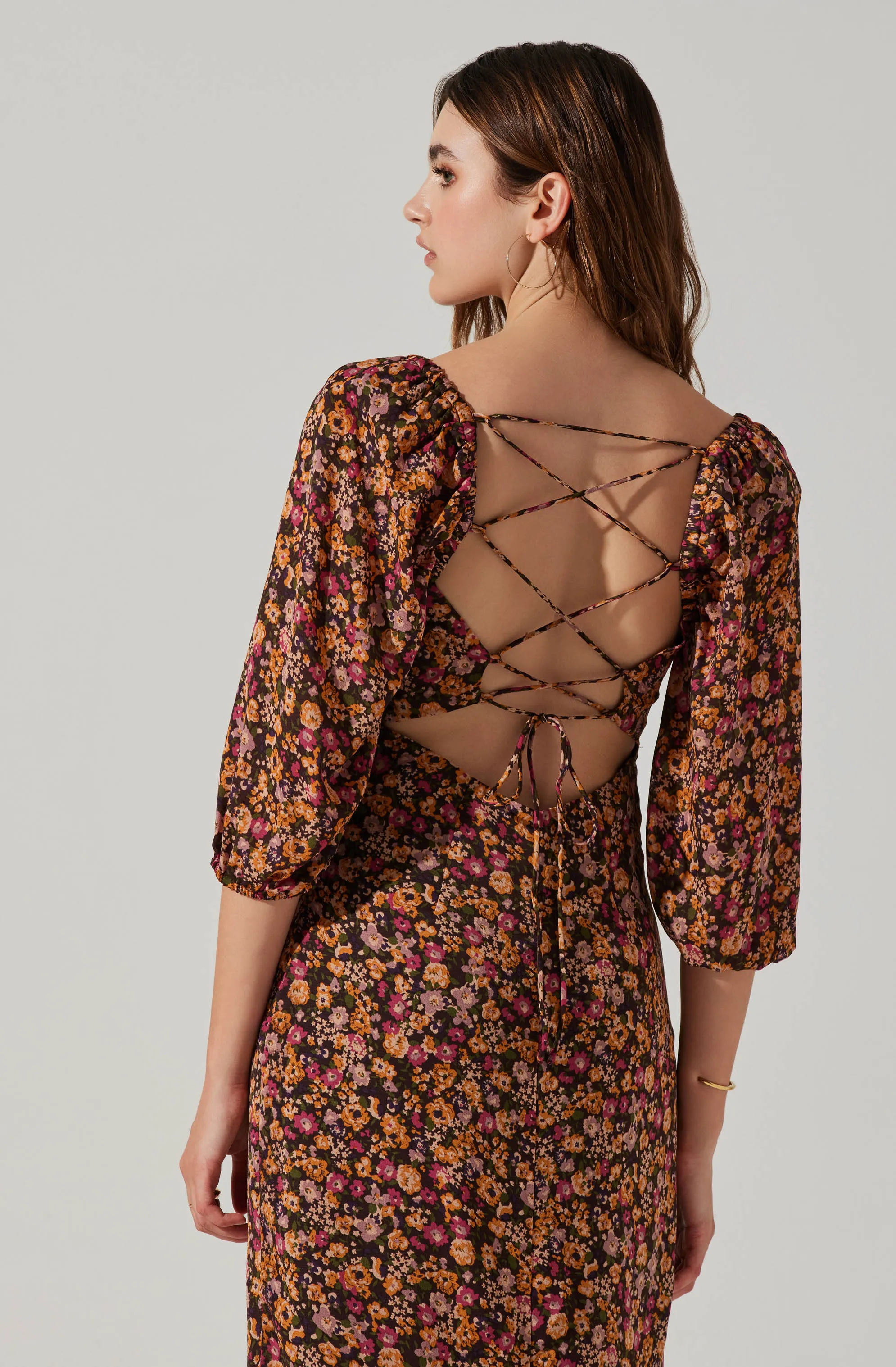 Sweetheart Neck Floral Midi Dress sold by Astr product image thumbnail 5