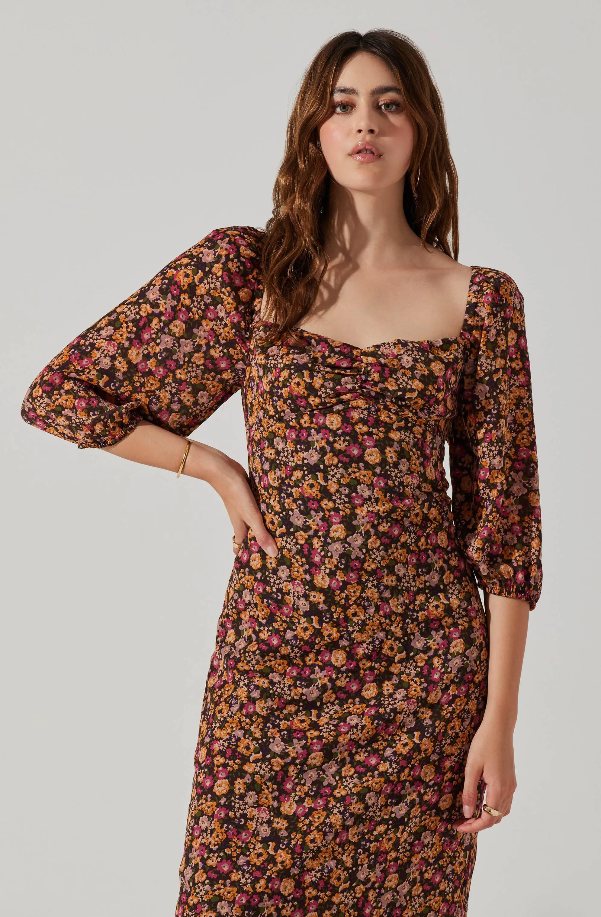 Sweetheart Neck Floral Midi Dress sold by Astr product image thumbnail 2