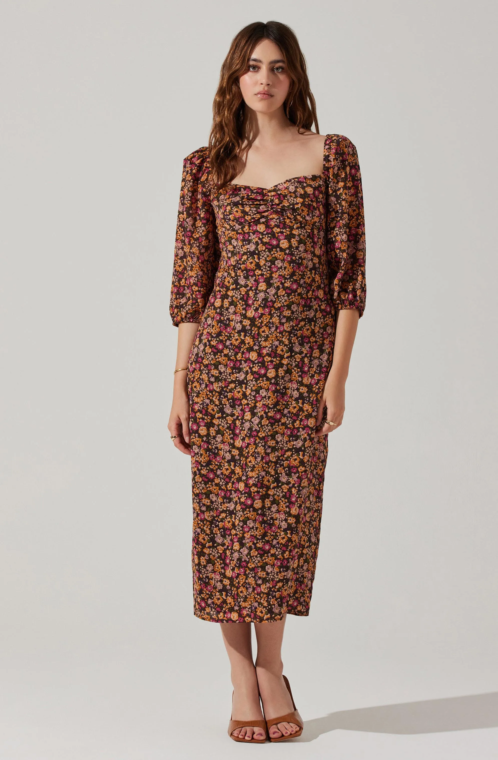 Sweetheart Neck Floral Midi Dress sold by Astr product image thumbnail 3
