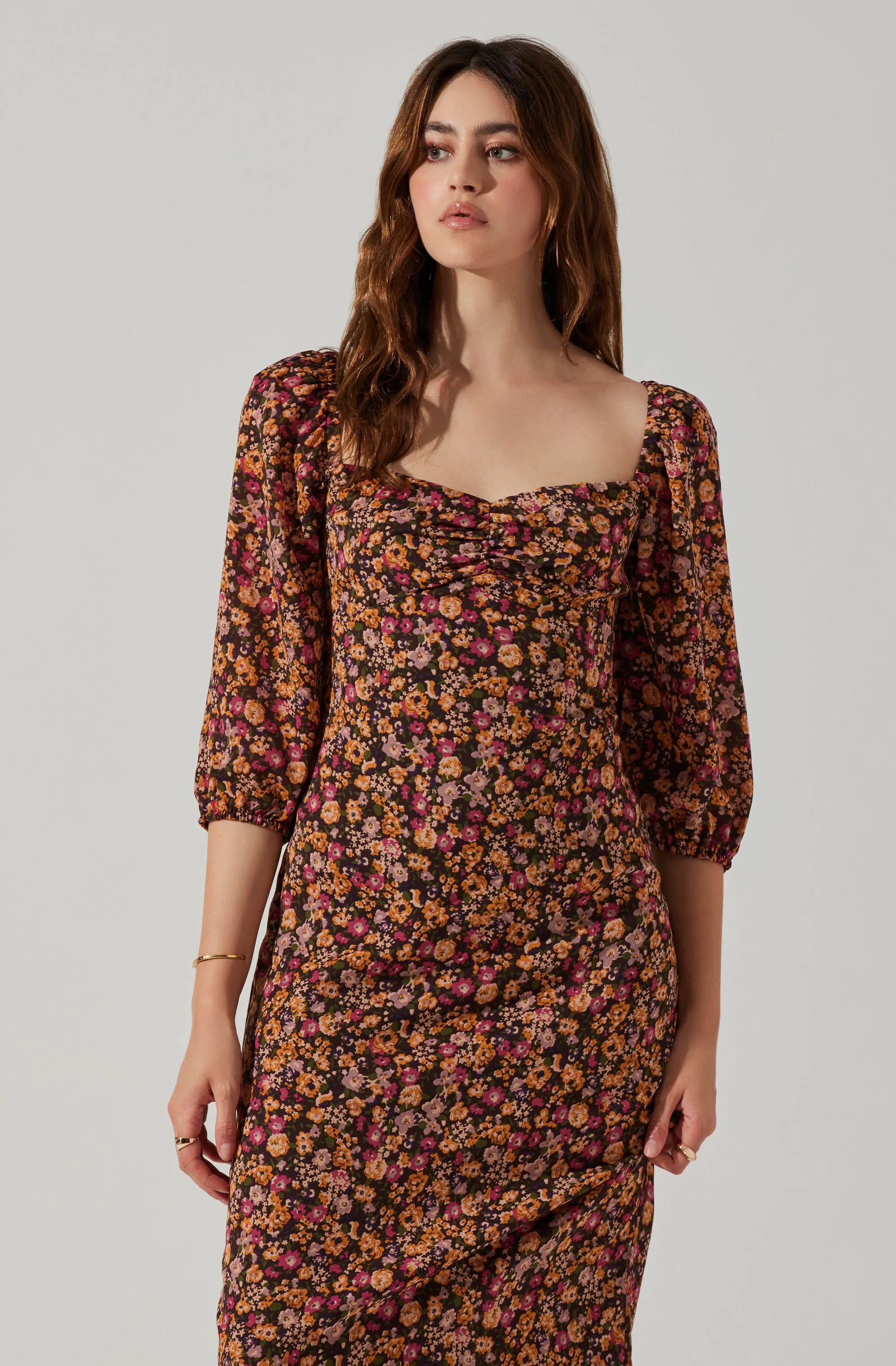 Sweetheart Neck Floral Midi Dress sold by Astr product image thumbnail 4