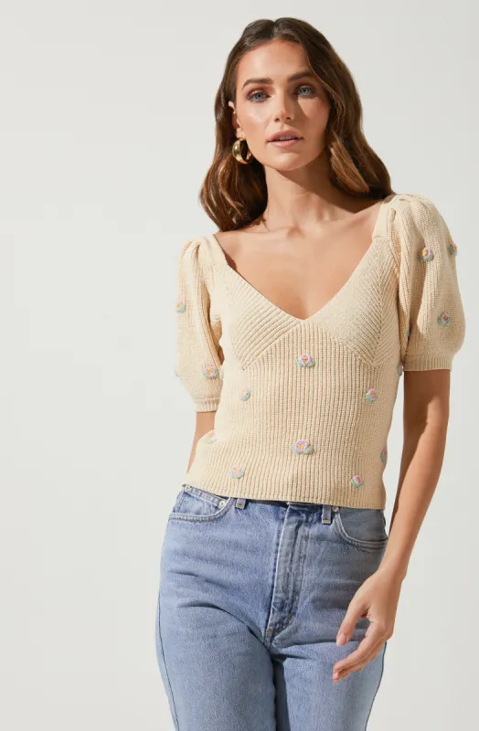 Bria Floral Embroidered Sweater sold by Astr