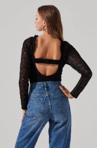 Lace lined bustier ls top sold by Astr