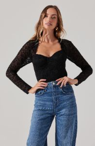 Lace lined bustier ls top sold by Astr