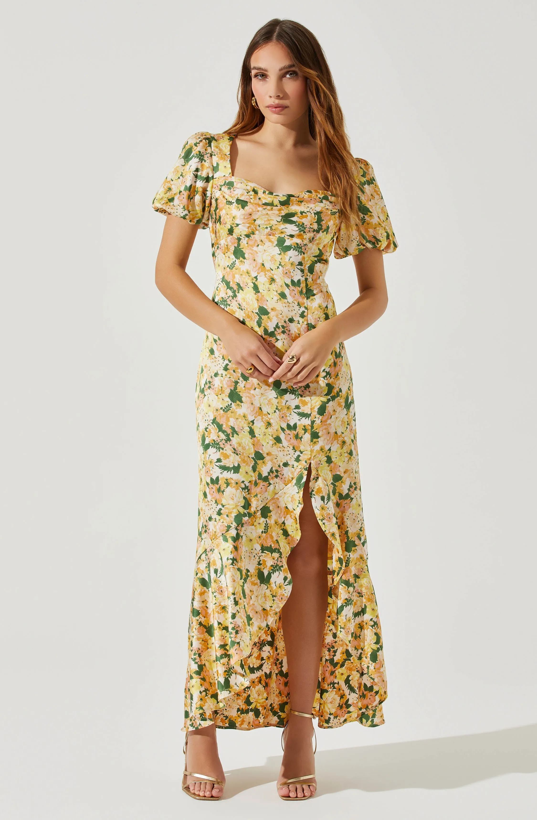 Dayanara Puff Sleeve Floral Maxi Dress sold by Astr