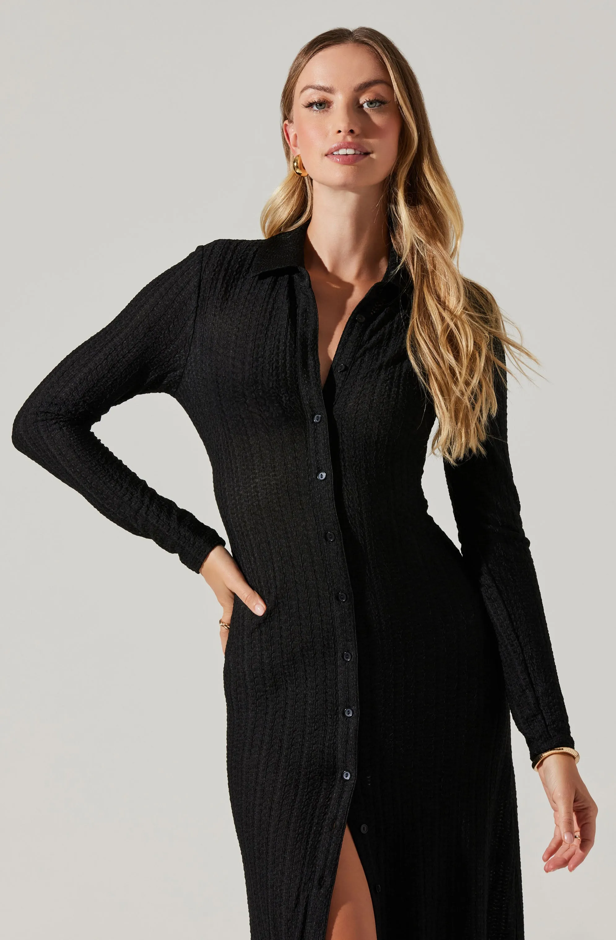 Collared Long Sleeve Midi Dress sold by Astr product image thumbnail 2