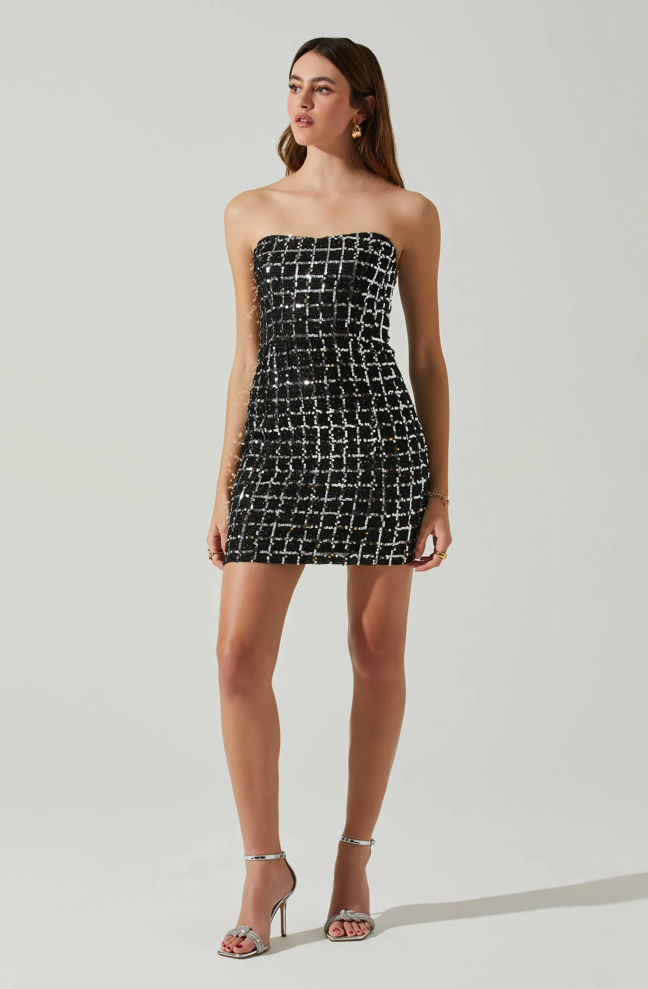 Carmen Strapless Sequin Mini Dress sold by Astr
